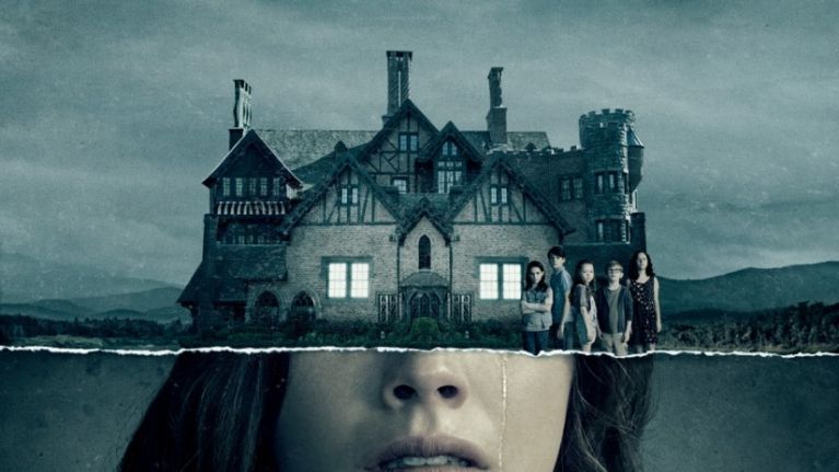 An old house superimposed over a human face.
