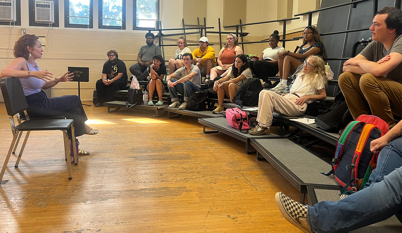 Megan Murphy Chambers visits with theatre students