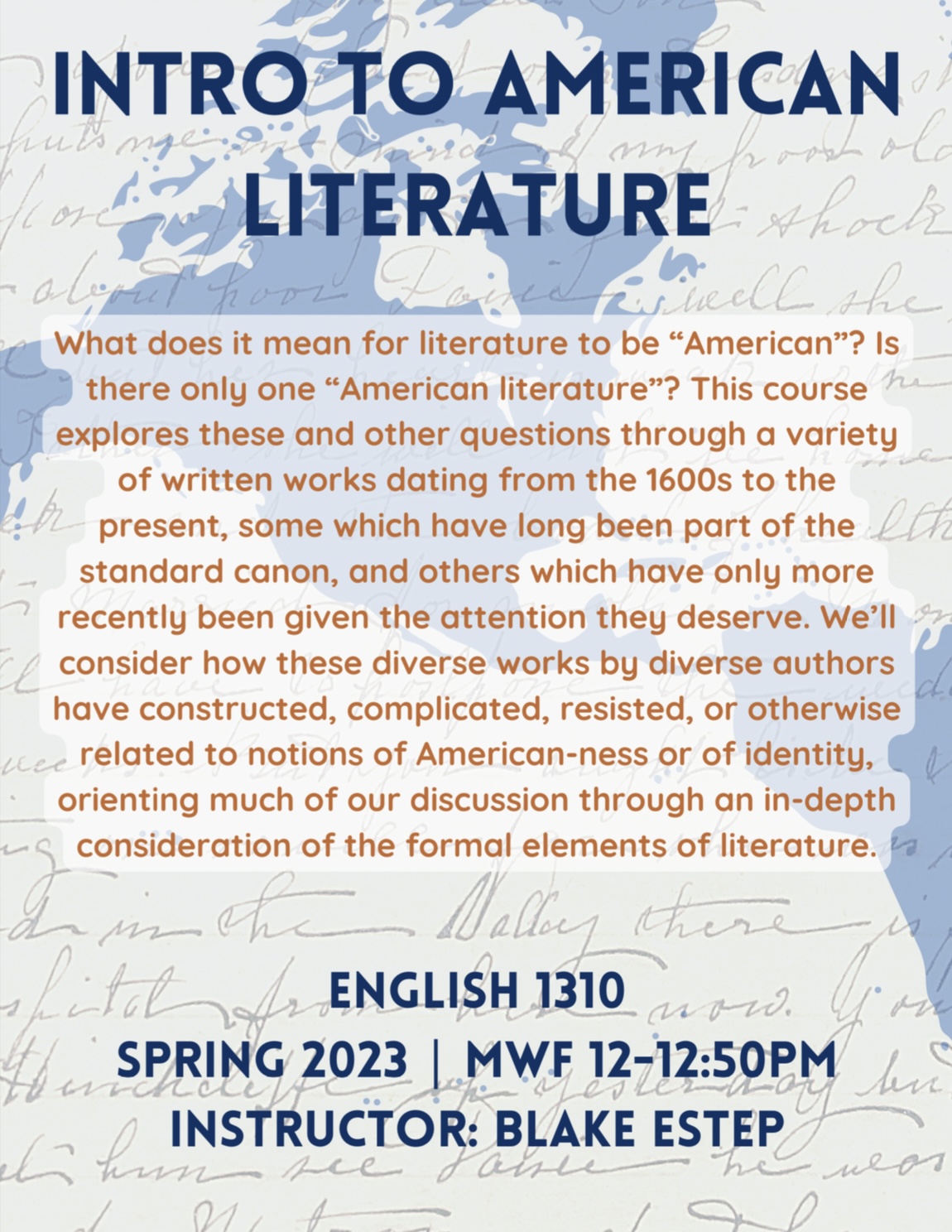 Course flyer for Introduction to American Literature
