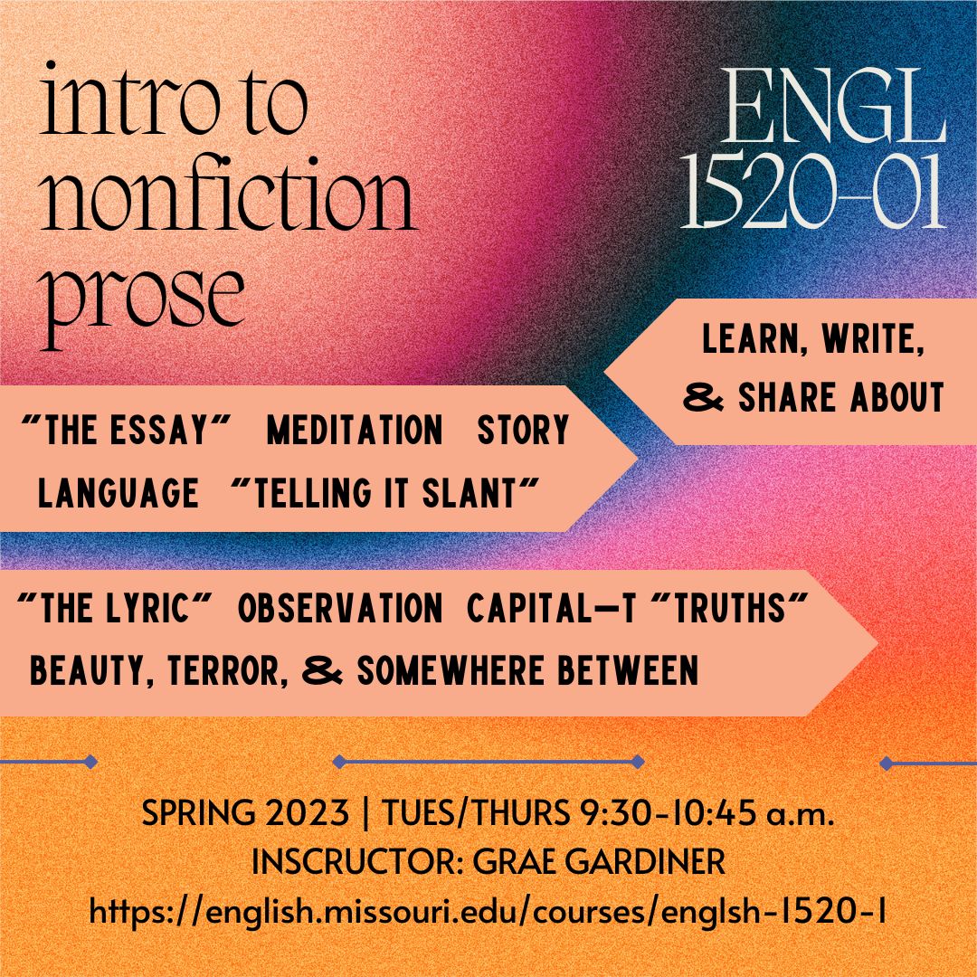 Course Flyer for ENGLSH 1520, section 01