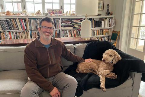 John Evelev with dog Teddy