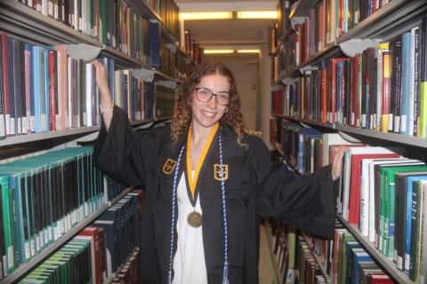 Photo of Brooke in the library