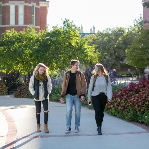 A photo of students walking on campus